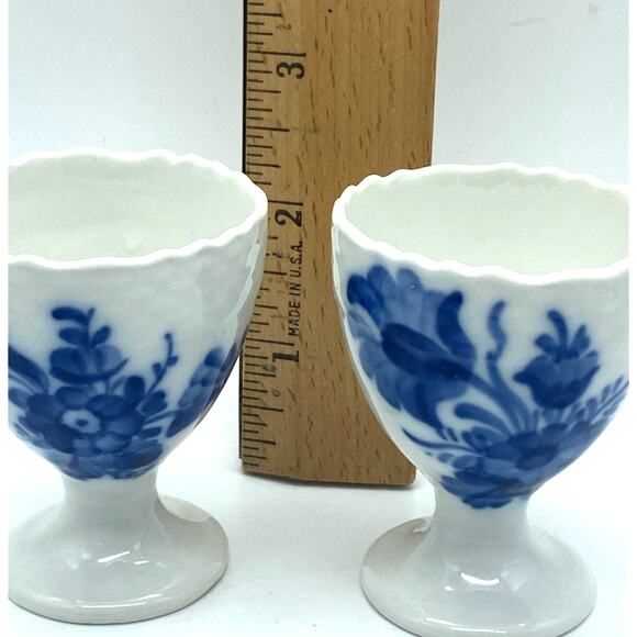 2 Denmark Vtg Royal Copenhagen Blue Flower‎ Egg Cup Royal # 10-1568 Factory 1st - Picture 9 of 9